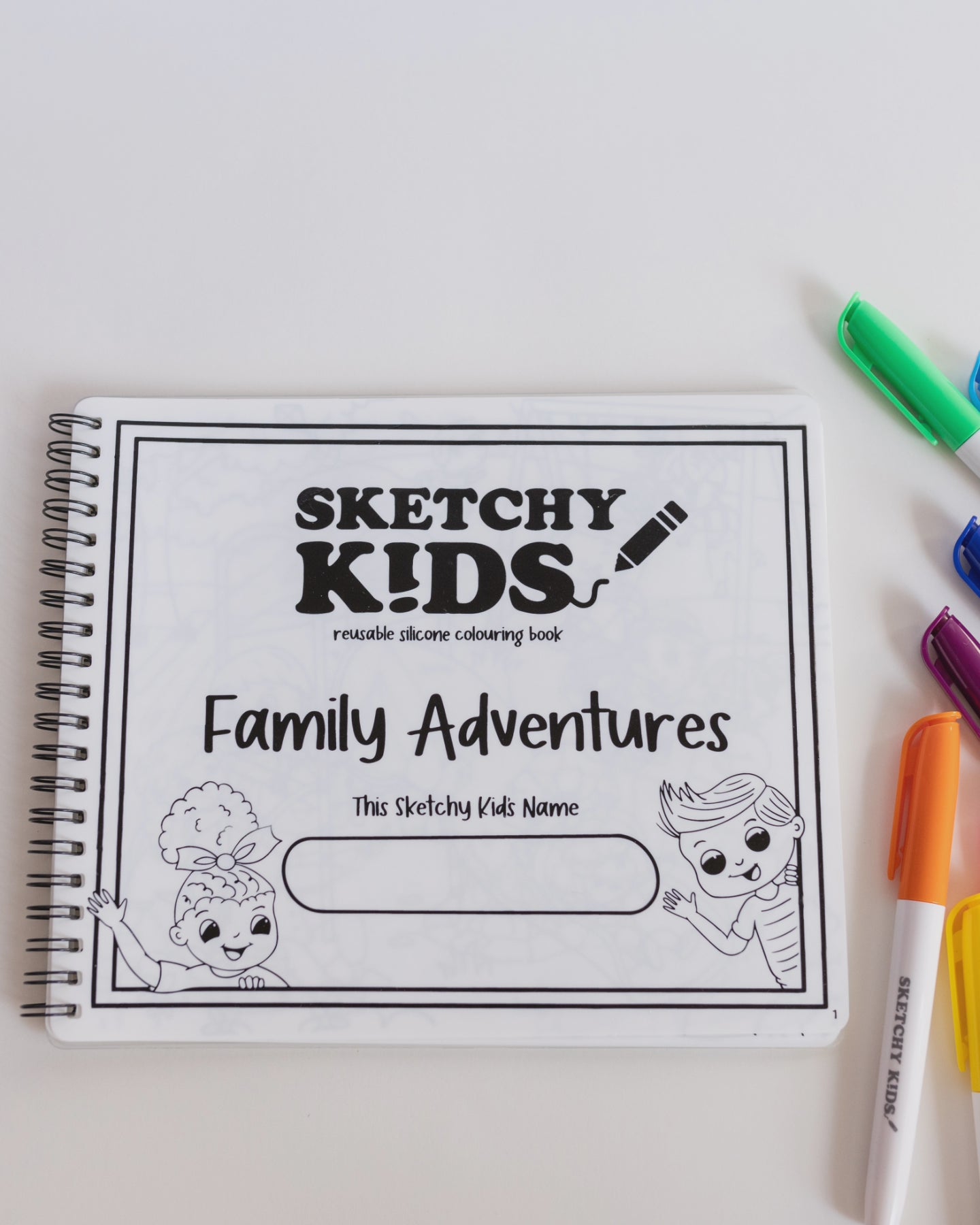 Family Adventures GIFT PACK - Silicone Colouring Book + TEXTAS + GIFT BOX | Sketchy Kids