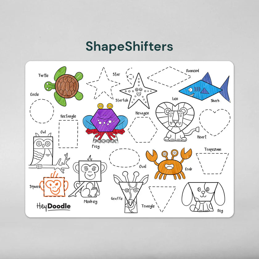 Shape Shifters - Silicone Colouring Mat | Hey Doodle